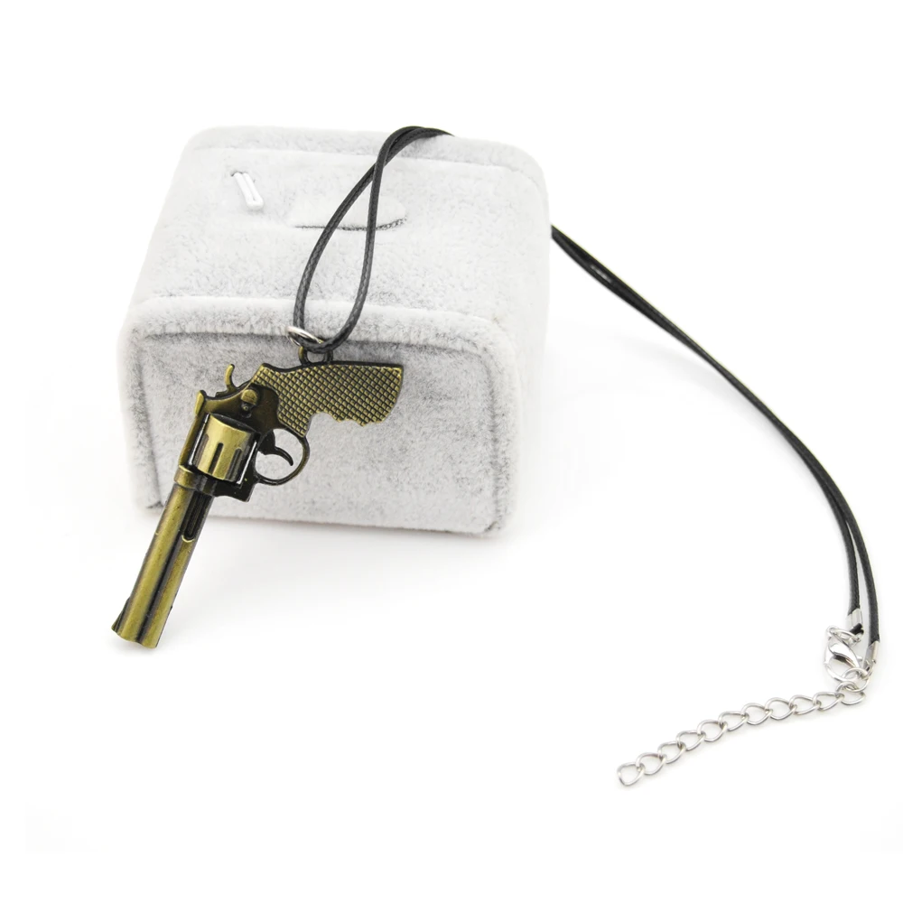 Men's Revolver Pendant Necklace Vintage Leather Chain Counter Strike Gun Necklace Male Jewelry Boyfriend Gift Souvenirs view 3