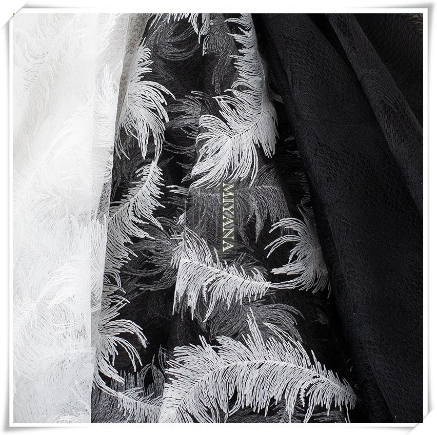 French lace feather embroidery lace fabric fashion veil clothing accessories DIY Sewing Fashion ladies dress lace cloth 1232