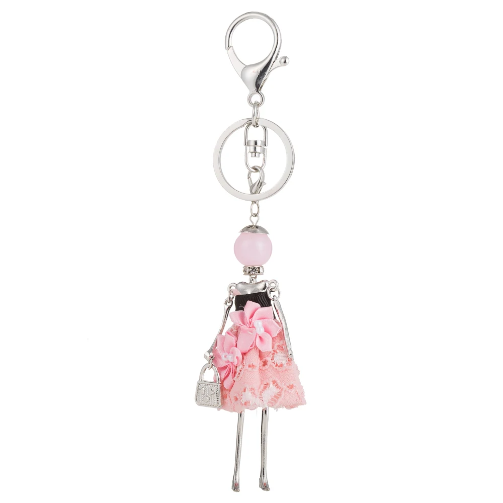 Hot Sale Cute Doll HandBag Keychain Women 6 Colors Flower Dress Dolls Key chain Fashion Jewelry Girl Car Accessories Pendants