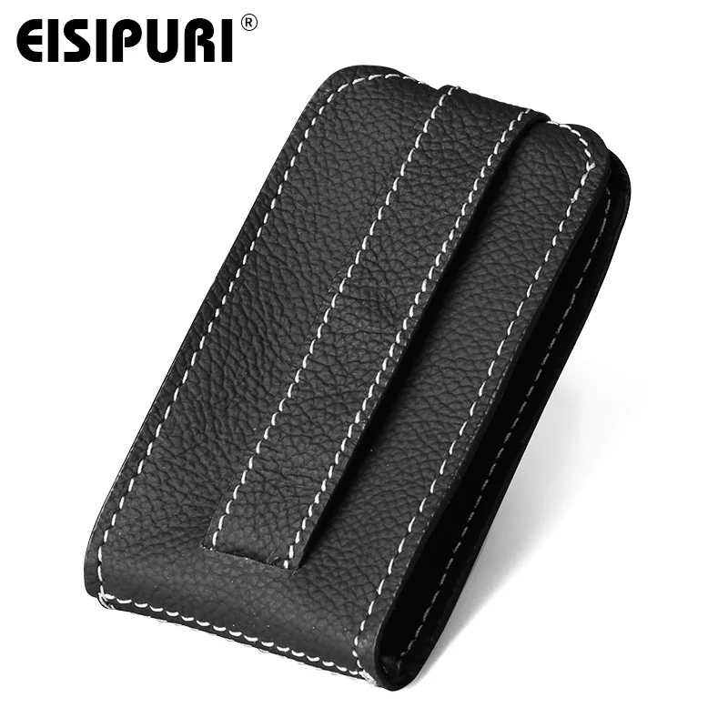 EISIPURI New Genuine leather Key Wallet Men Car Key Holder Housekeeper Original Leather Zipper Key Case Male Keychain Card