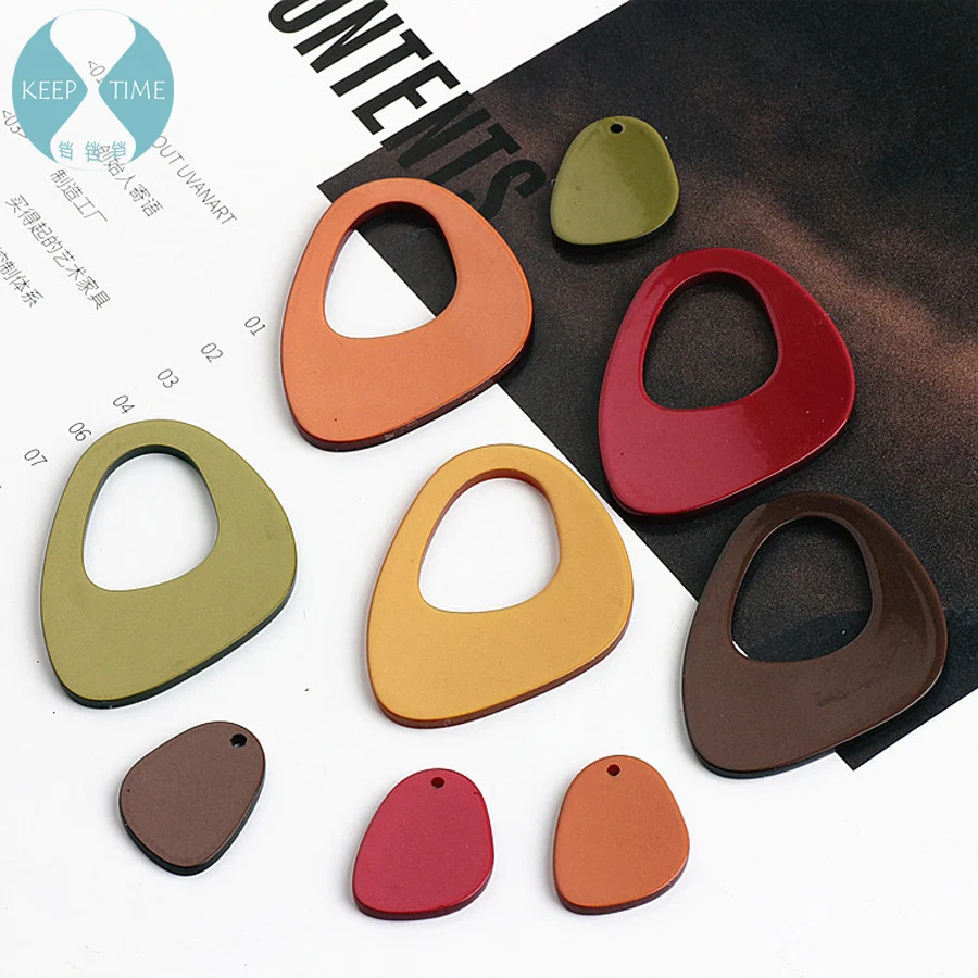 

DIY handmade accessories hollowed-out acetic acid shaped triangular earrings earrings pendant pendant earrings material pendant