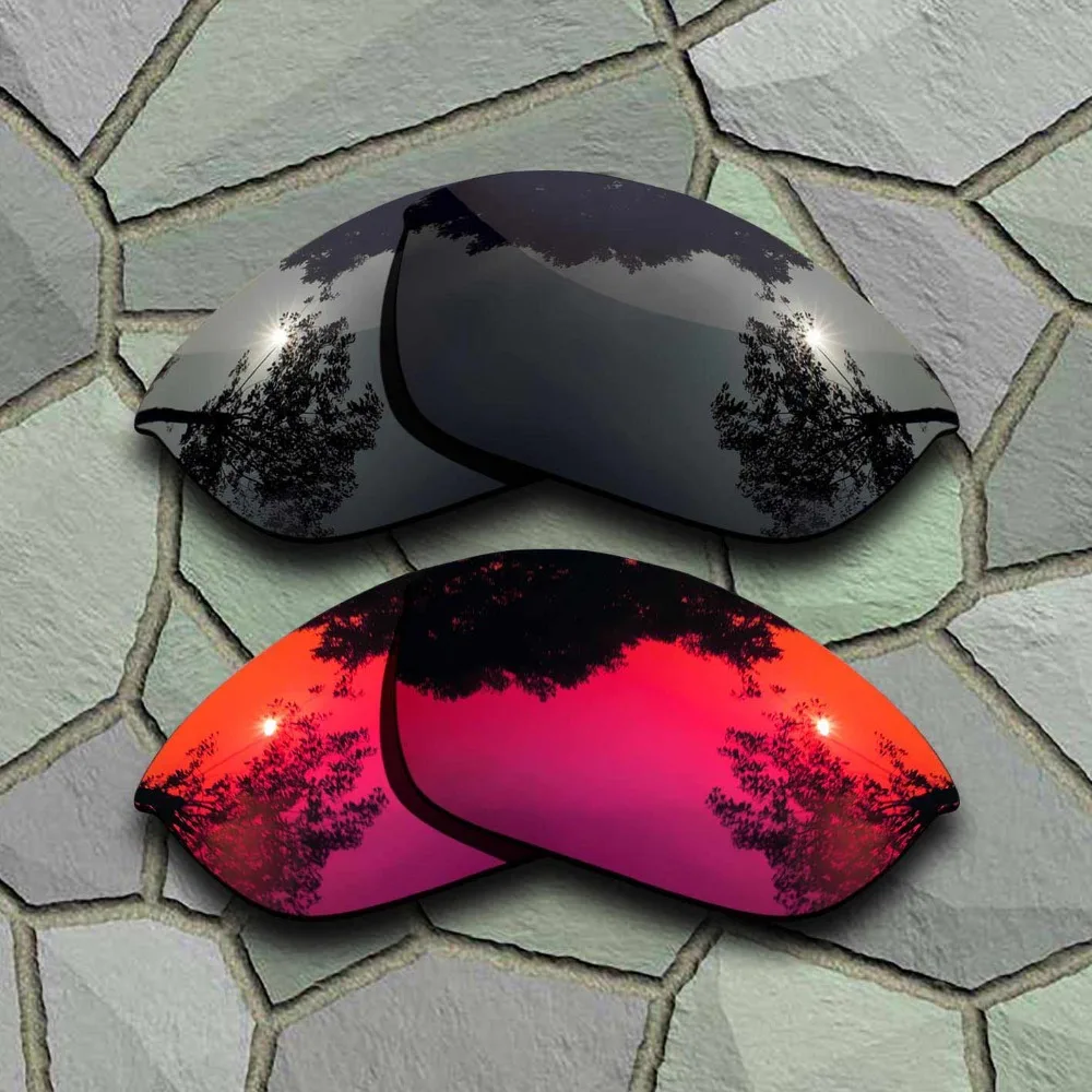 Grey Black&Violet Red Sunglasses Polarized Replacement Lenses for Oakley Half Jacket 2.0