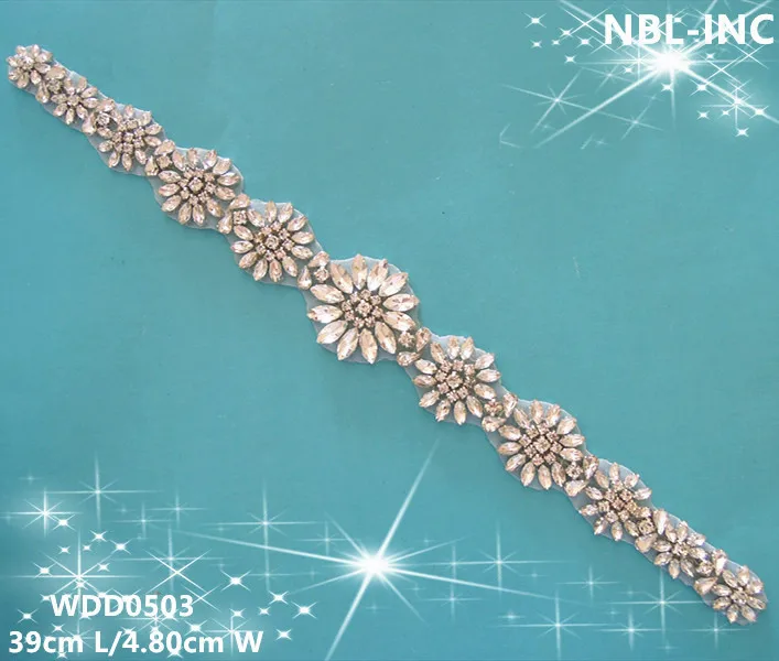 

(30PCS)Wholesale hand beaded sewing bridal sash crystal rhinestone applique iron on for wedding dresses DIY belt WDD0503