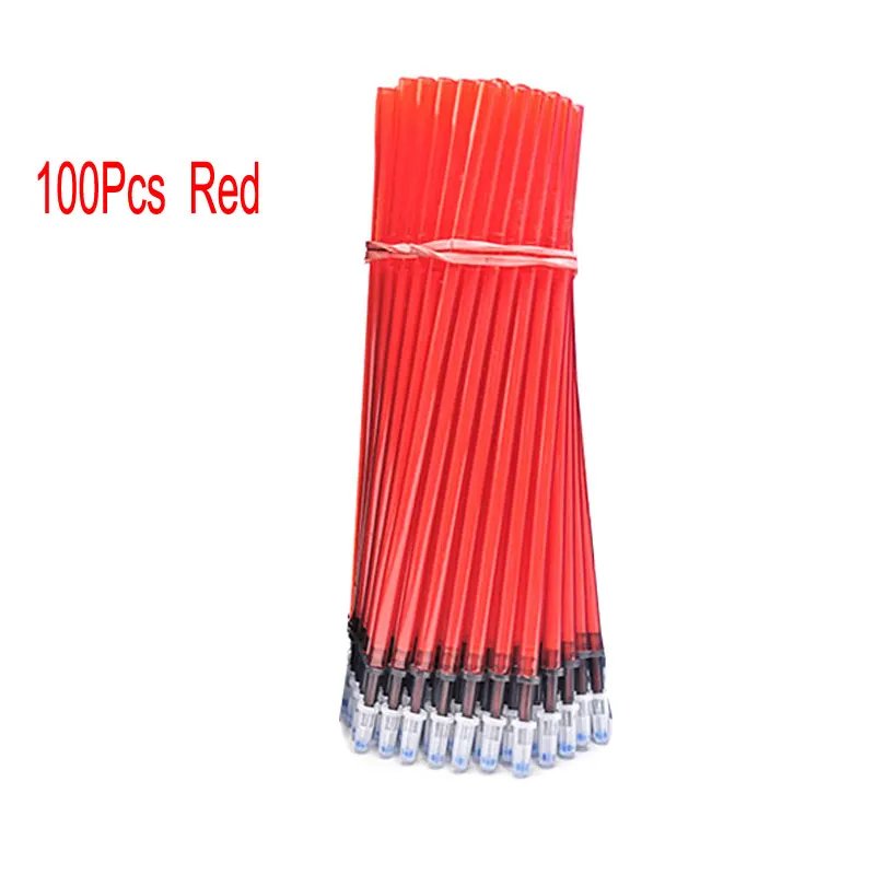 100Pcs/Set 0.5mm Erasable Gel Pen Refill Rod Blue Black Red Green Orange Color Ink Office School Writing Stationery Accessories