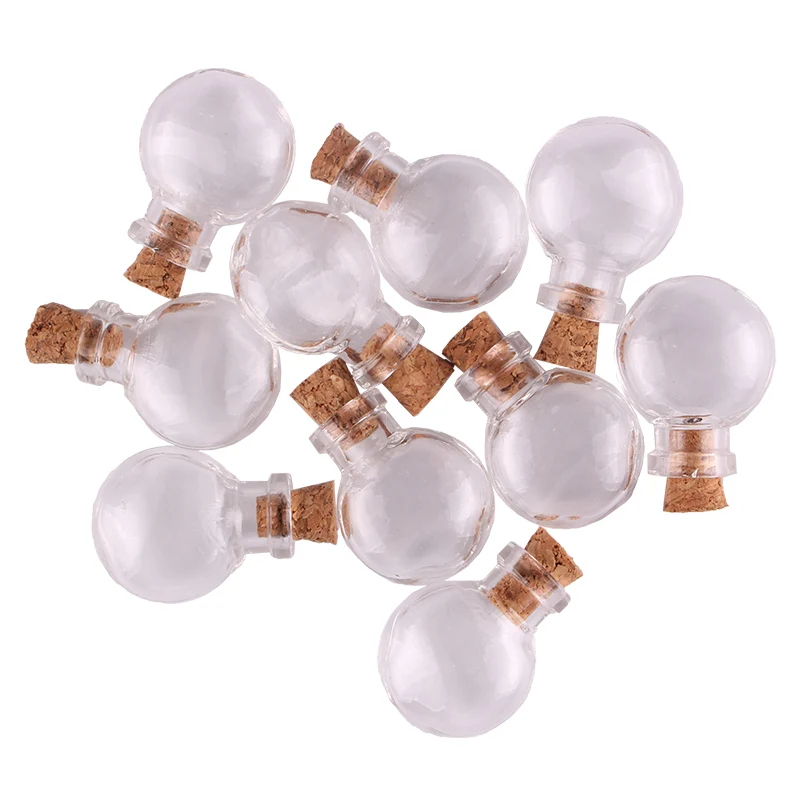 

50pcs Transparent oblate Glass Bottle Jars Vials Wishing Bottle Cute Art Bottles with Corks Stopper DIY craft gift