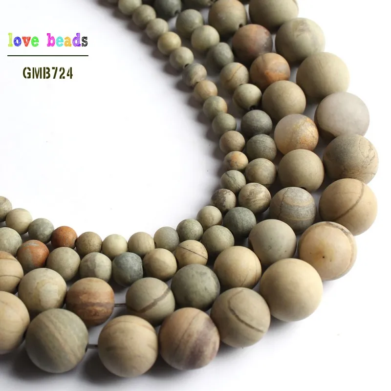 Natural Matte Stone Beads Jaspers Round Loose Beads for Jewelry Making 15'' Strand DIY Bracelet 4/6/8/10mm