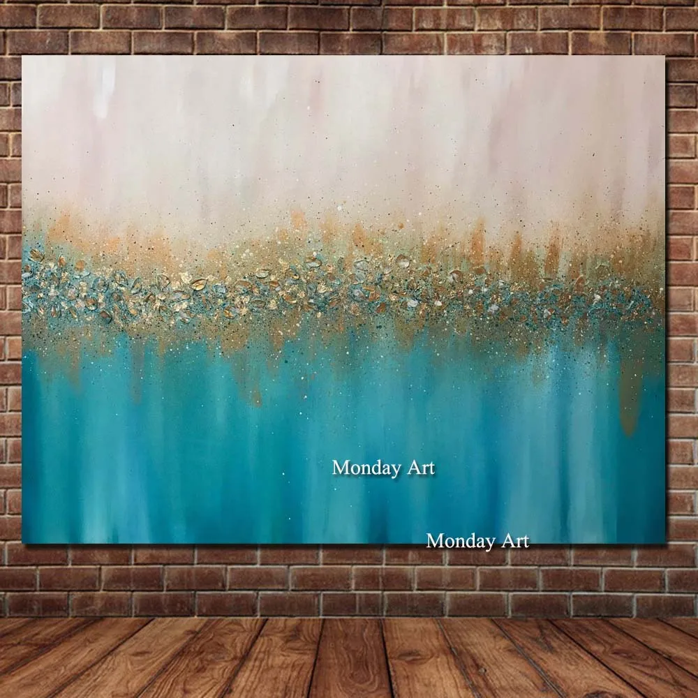 

Art Hand Painted Abstract Blue Blossom Pictures Abstract Oil Paintings Modern Wall Art Landscape Paintings for living room Wall