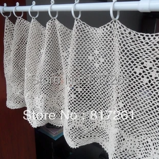 2013 new  white lace flowers cafe curtain for coffee house crochet cotton window curtain cutout window cover curtain home decor