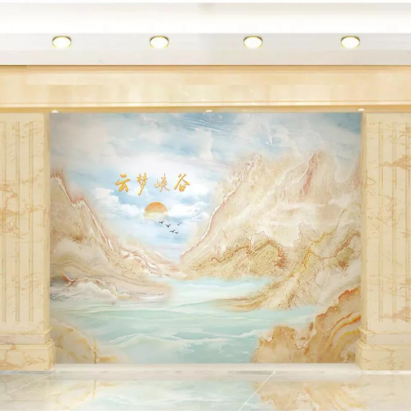 Decorative wallpaper 3D landscape marble stone stone porcelain enamel TV background wall paper