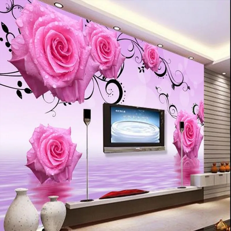 

beibehang Custom wallpaper 3d stereoscopic rose Europe TV backdrop wallpaper living room bedroom murals papel de parede