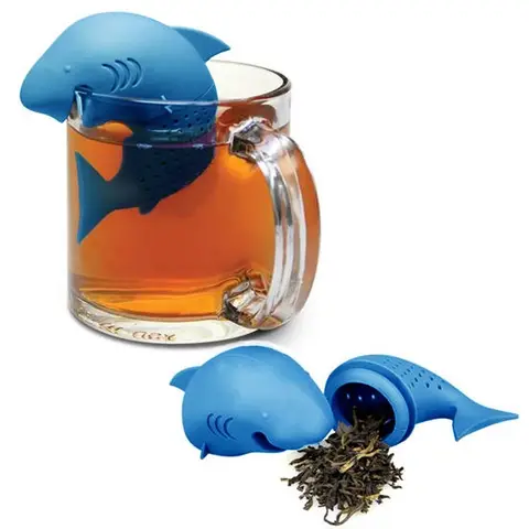 MOFUNYO Shark Tea Bag shape Food-Grade Silicone Tea Infuser Strainers Filter ( Random  colors available)