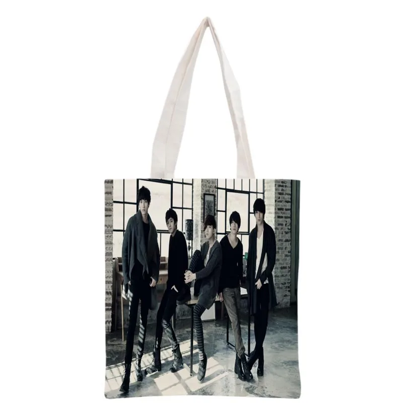 New arrived custom KPOP FTISLAND printed canvas tote bag women handbag  beach travel bag portable shopping bag