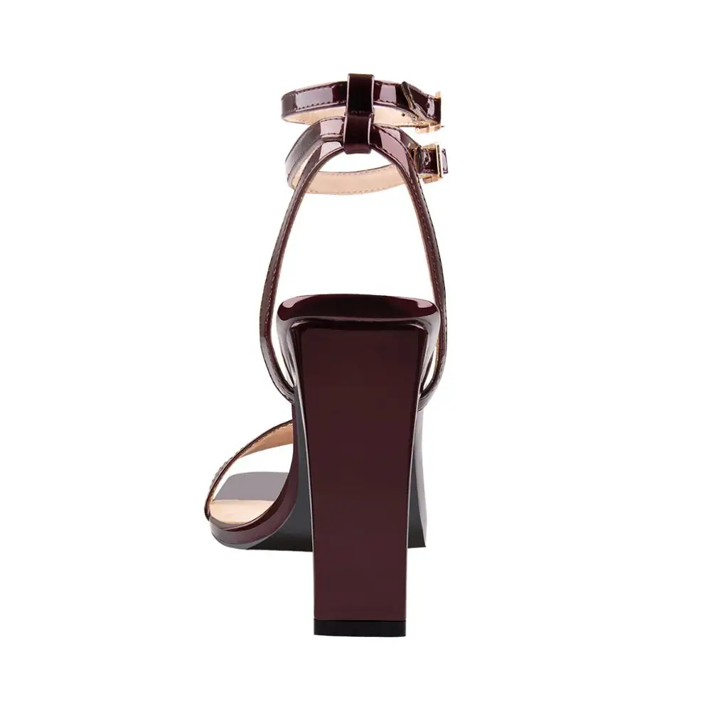 Onlymaker Women Double Ankle Strap Square Head Sandals Summer Shoes Big Size  Open Toe High Heels