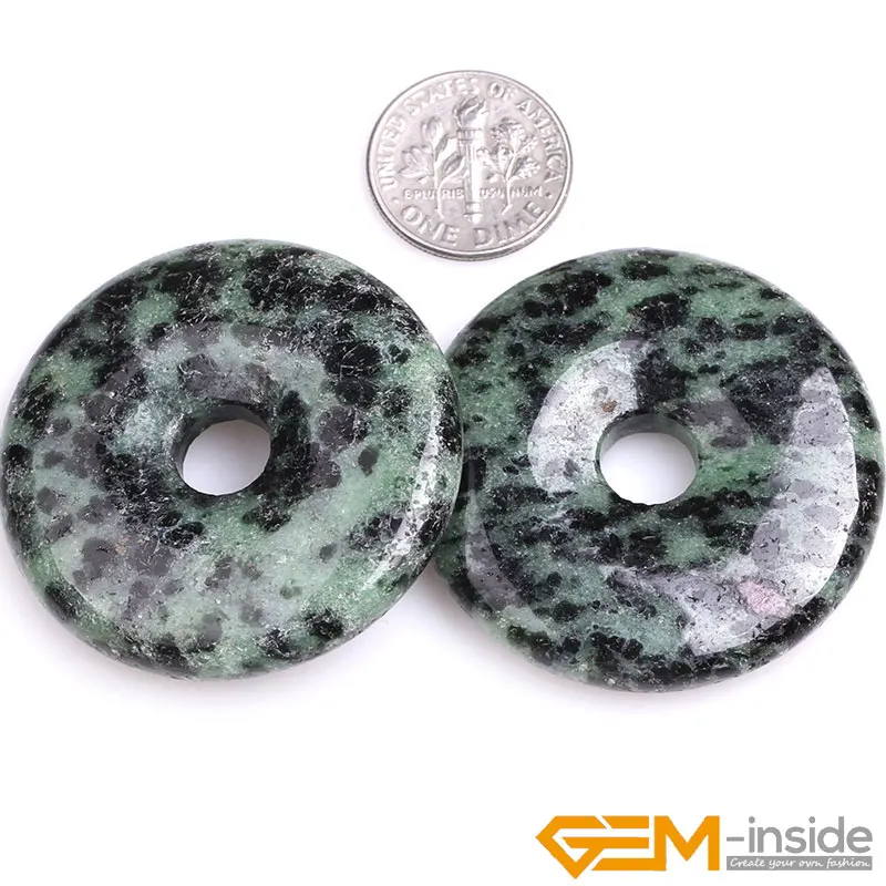 40mm Donuts Shape Natural Stone Beads For Pendant Jewelry Making 1Pcs Rose Quartzs  Jades  Jaspers Aventurine Snowflake Obsidian