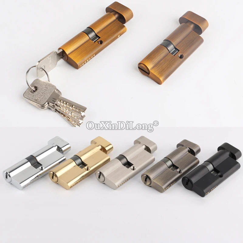 European 1PCS 70/80/90mm Mortise Brass Door Lock Cylinder Interior Door Lock Cylinder Lock Gall Repair Parts + 4 Keys / No Key