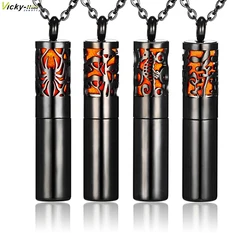 Fashion Black Bottle Aromatherapy Diffuser Necklace Stainless Steel Perfume Vial Essential Oil Diffuser Pendant Locket Women Men