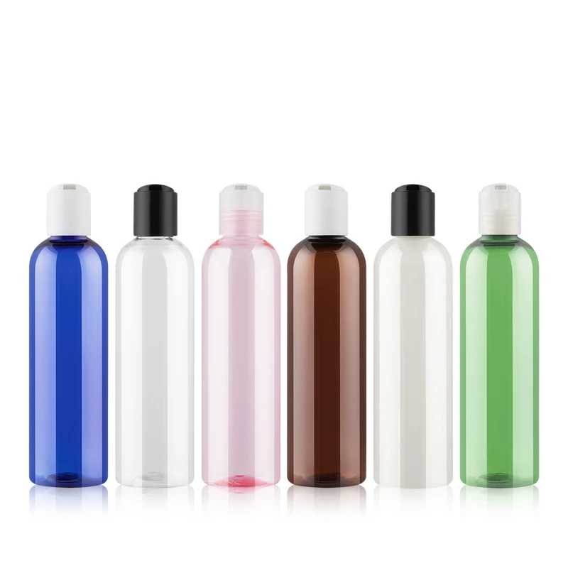 24pcs/lot 250ML Empty Plastic PET Bottles with Disc Top Flip Cap Containers For Shampoo Lotions Liquid Packaging