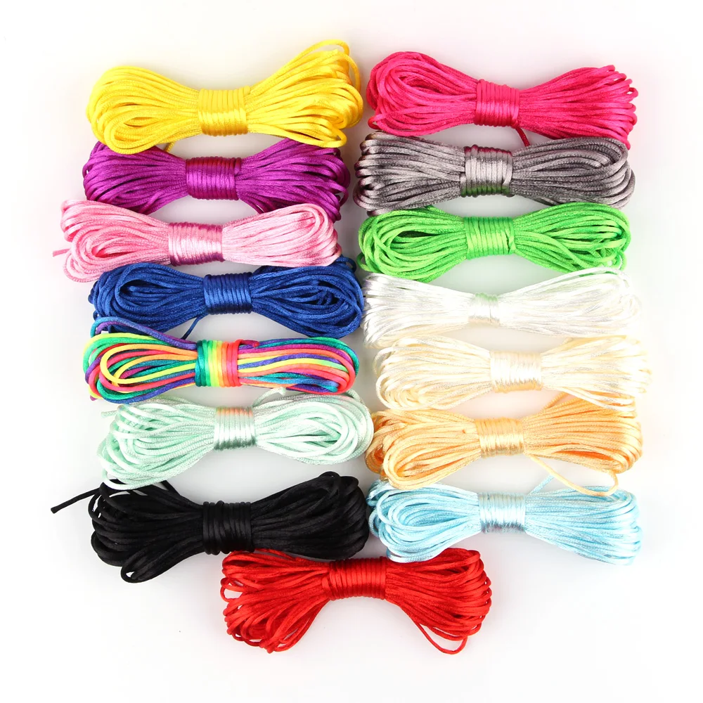 TYRY.HU MultiColor 50meter Satin Nylon Cord Solid Rope Plastic Breakaway Clasps For Jewelry Making DIY Necklace Pacifier Chain