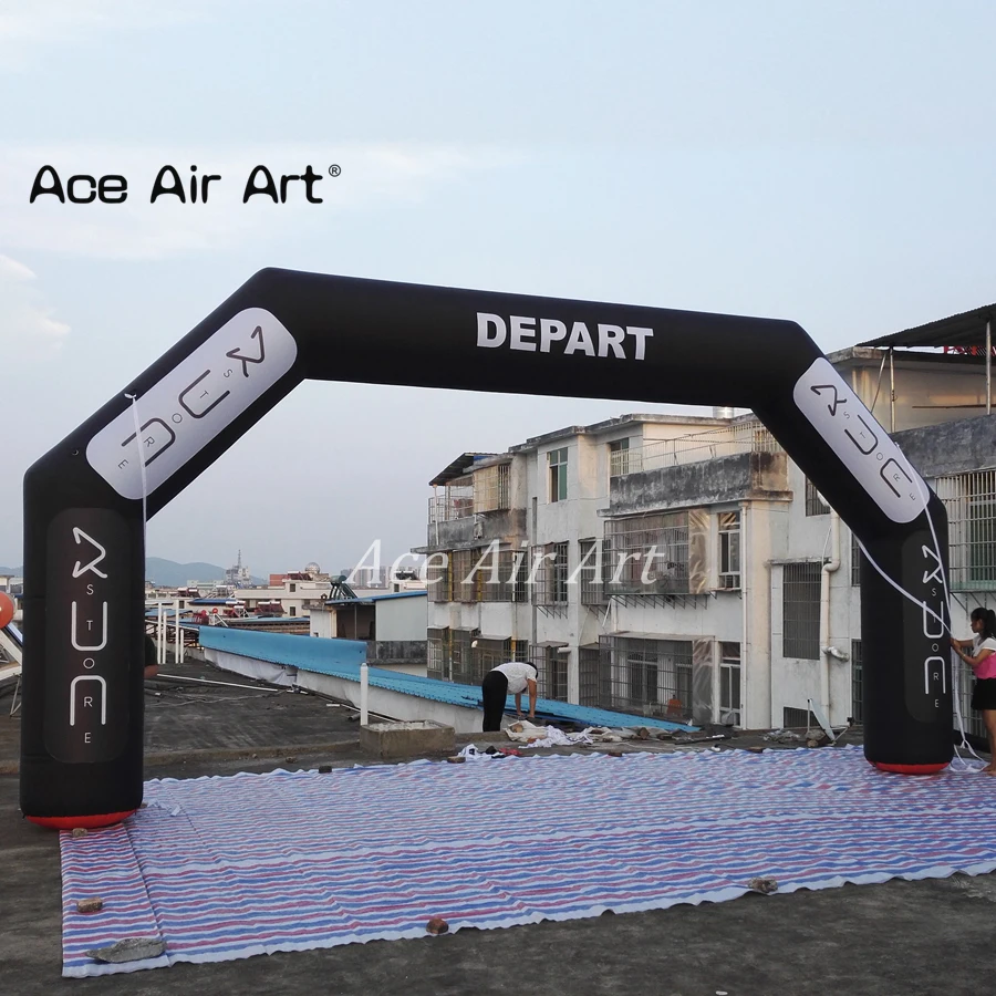 Popular White and bBack Inflatable Start Finish Line Archway with DEPART and ARRIVEE for Sports