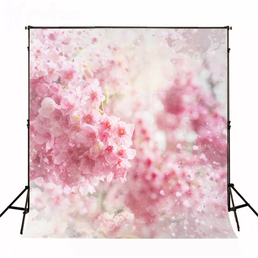 

VinylBDS 5x7ft Pink Flower Baby Photography Backdrops Wedding Photo Background Washable Newborn Photography Studio