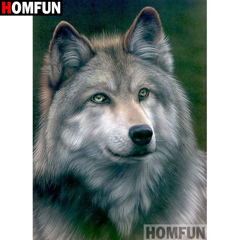 

HOMFUN Full Square/Round Drill 5D DIY Diamond Painting "Animal wolf" Embroidery Cross Stitch 5D Home Decor Gift A17466