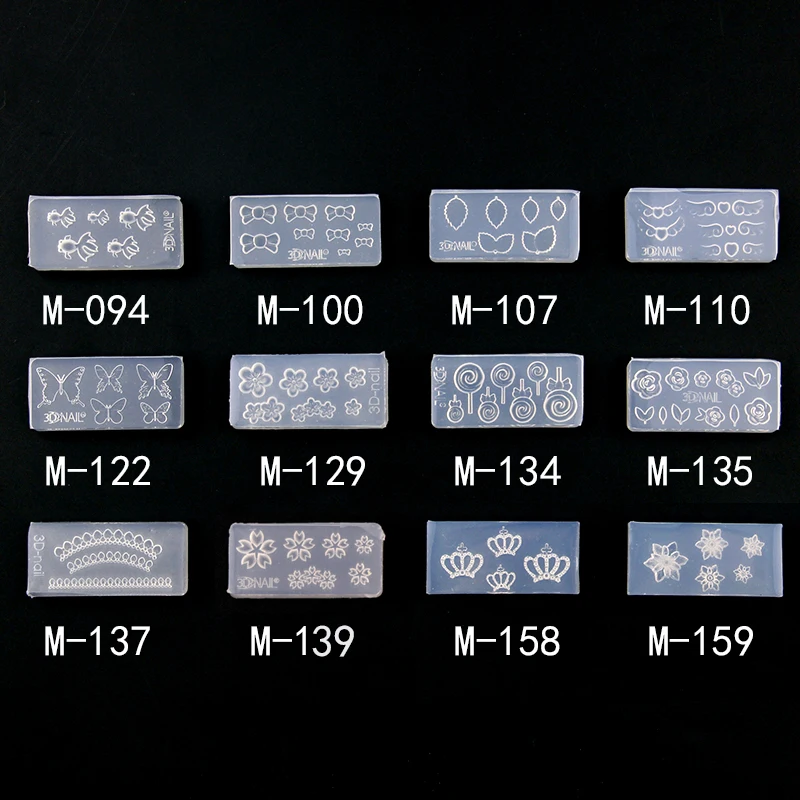 Beautiful 1 PC Nail Art Silicone Mold 27 Designs Durable 3D Stereo Crystal Carving Mold Crystal Powder Carved Nail Art Tool