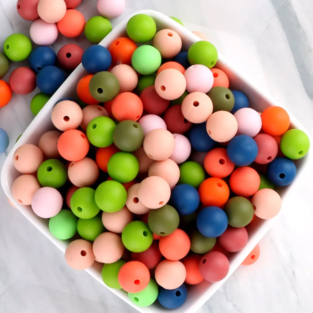 TYRY.HU 100pc 9/12/15mm Silicone Beads Food Grade Baby Chewable Teething Beads Safe Nursing For Baby Jewelry Making Necklace DIY