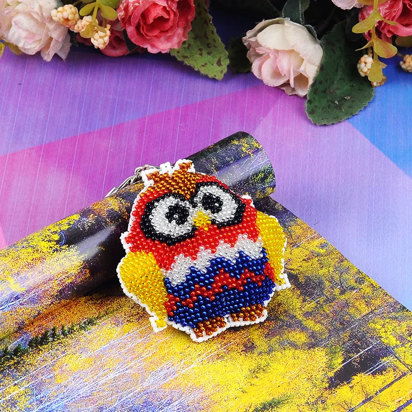 diy beads toys Owl handmade Embroidery cross-stitch little ornament with beaded bags key chain adult children gifts wholesale