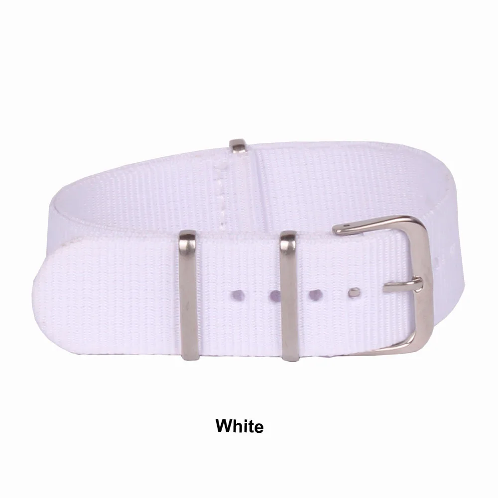 Brand New 22 mm Watchbands Man Women White Fiber Woven Nylon Watch Straps Wristwatch Bands Buckle 22mm to the watches