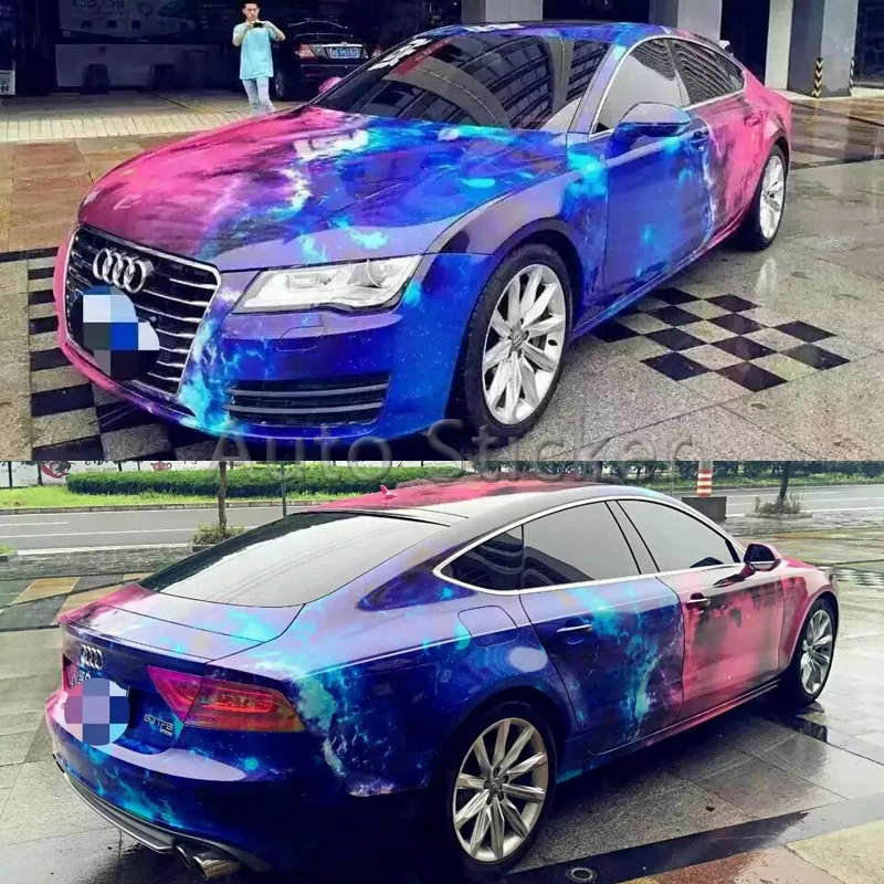 

1.52*5/10/15/20/25/30m Space Galaxy Vinyl Car Wrap Film Camo with air release Printed Vinyl Glossy Galaxy stickerbomb Covering