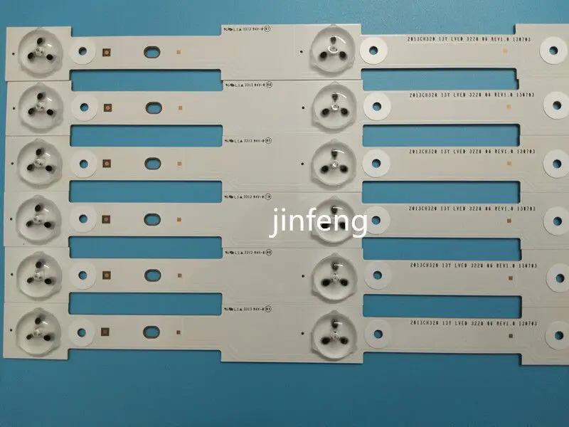 10Pcs x 32 inch Original LED Strips 2013CH320 LVED 3228 w/ Lens Fliter for TV Panel Backlight Lamps 6-LEDs 56.2cm