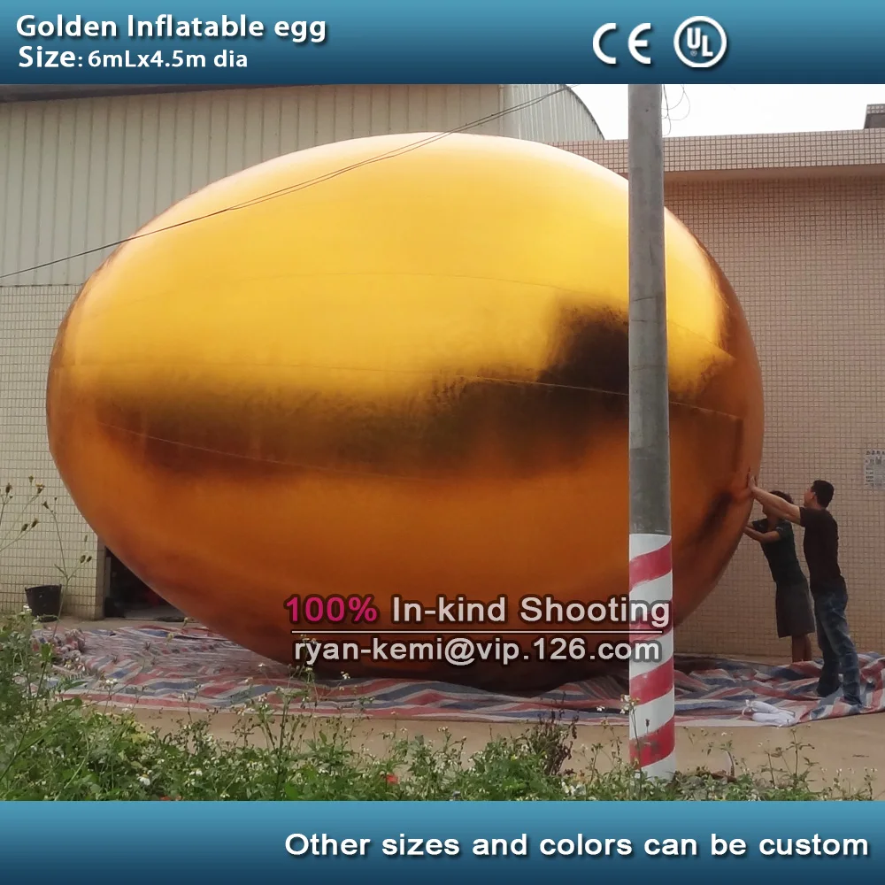 Free shipping 6m/20ft giant golden inflatable egg ballloon with blower large Easter egg Inflatable