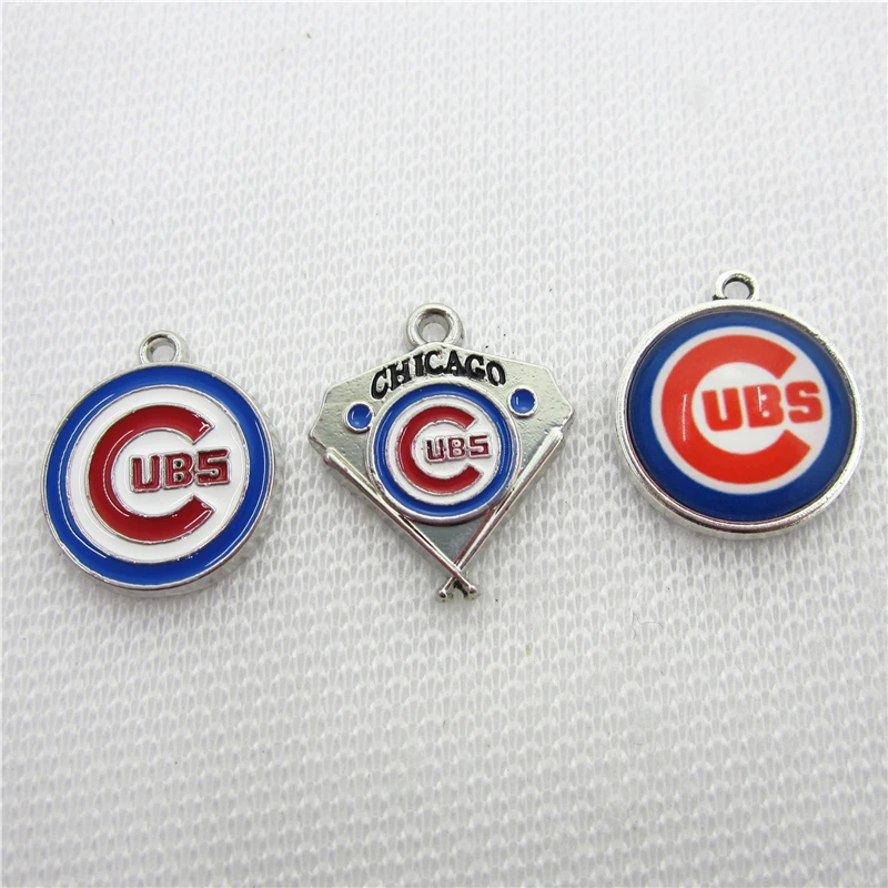 Hot Selling 20pcs American Baseball Sport Cubs Dangle Charms DIY Bracelet Necklace Jewelry Hanging Charms