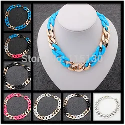 Vintage  Acrylic Choker Chunky Chain Necklace For Women Gold Color Long Acrylic Collar Necklaces Pendants Fashion Female Jewelry