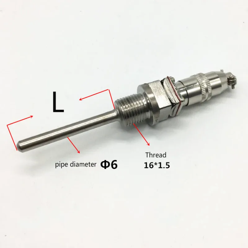 

PT100 Cable Stainless Probe Temperature Sensor Removable mounting -50 C to + 350 C M16x1.5 L25mm-65mm Stainless Steel tube