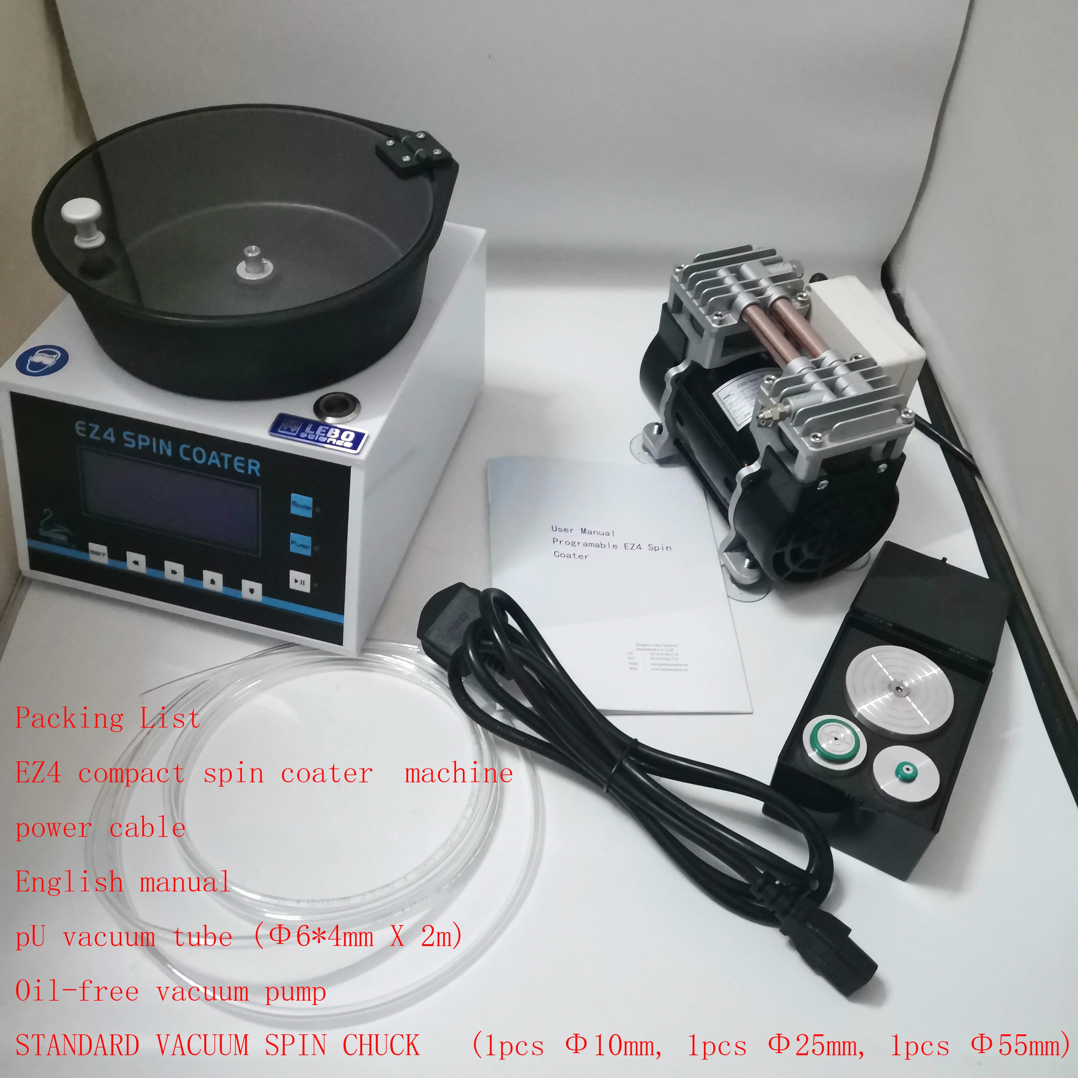 laboratory compact spin coater / Spin Processor  EZ4 + Oil-free vacuum pump + VACUUM SPIN CHUCK    110V/220V