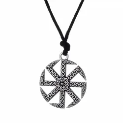 Fishhook Kolovrat Necklace Slavic Sun Wheel Chain Amulet Talisman Supernatural Russia Charm Pendant Gift For Men Alloy Jewelry