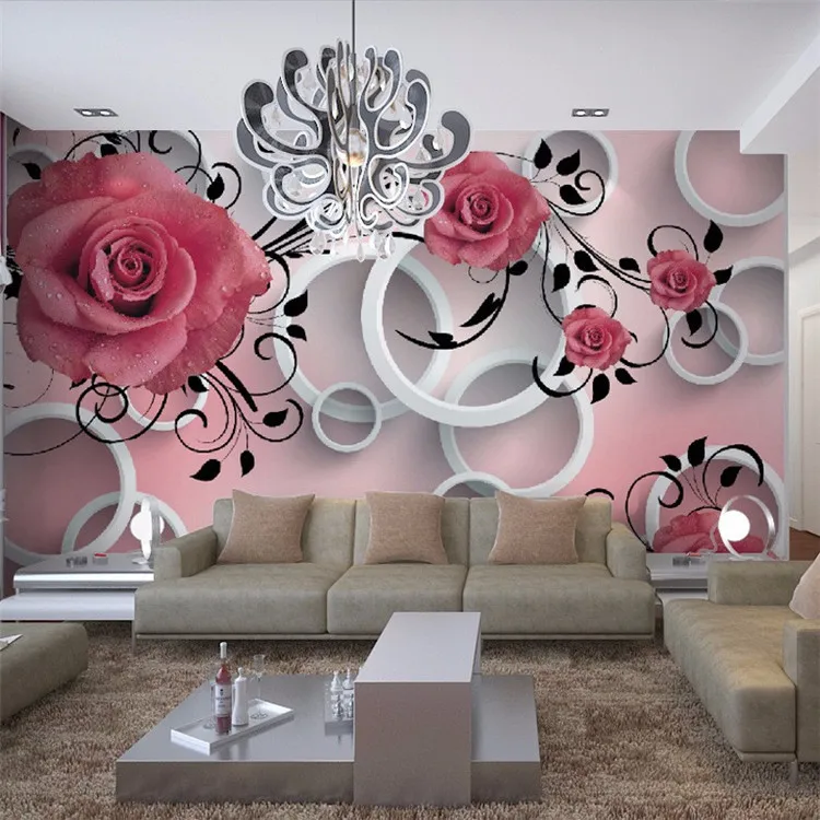 

3D rose pattern living room sofa personalized custom wallpaper murals TV wallpaper for walls 3 d papel de parede