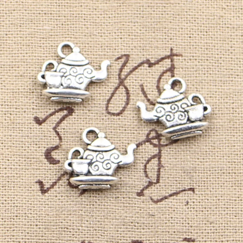 15pcs Charms Teapot 13x15mm Antique Making Pendant fit,Vintage Tibetan Silver color,DIY Handmade Jewelry