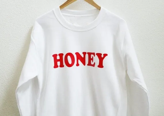 

Sugarbaby New Arrival Round Neck Fashion Honey Sweatshirt Long Sleeve Tumblr Casual Tops Girls Fashion Hoodie Drop ship