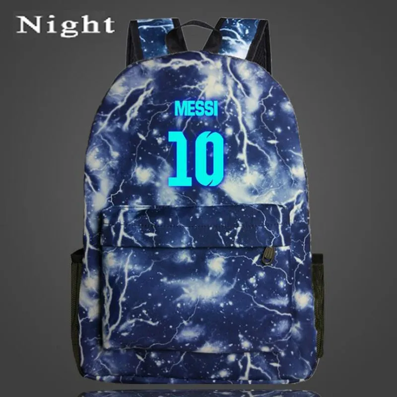 Messi 10# Logo Teenagers School Backpacks for boys Night-luminous Barcelona travel bags School Bag Shoulder Bags Gift For Kids