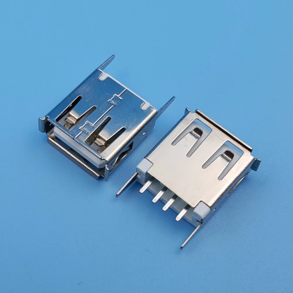 100Pcs Usb Type A 4Pin Rechte Vrouwelijke Socket 180 Graden Pcb Mount Soldeer Connector