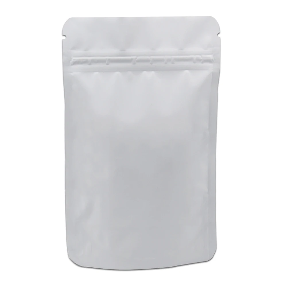 400 Pieces Stand Up White Matte Aluminum Foil Ziplcok Bag Cookies Tea Snacks Package Pure Mylar Reclosable Valve Zip Lock Bags