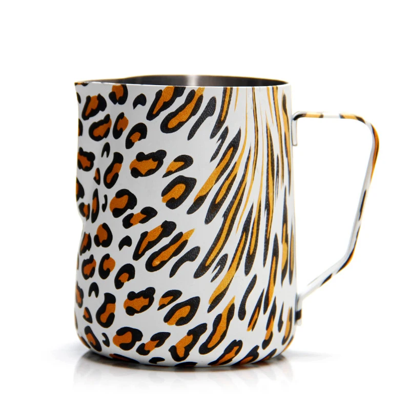 Creative Stainless Steel Coffee Pitcher For Espresso Mugs Leopard Style Frothing Jug Coffee Pitcher Barista Craft 350ml 600ml