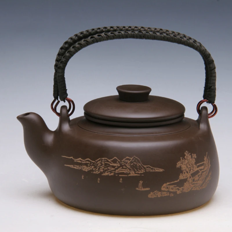 Genuine Purple clay large teapot interior filter teaset with handle Yixing teapot +2 teacups about 700ml