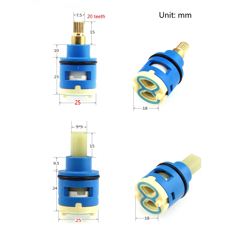 25MM/22MM Shower Faucet Ceramic Spool/Shower Sprinkler Water Separator 2-Hole Diversion Valve Core/Bathroom Accessories fittings