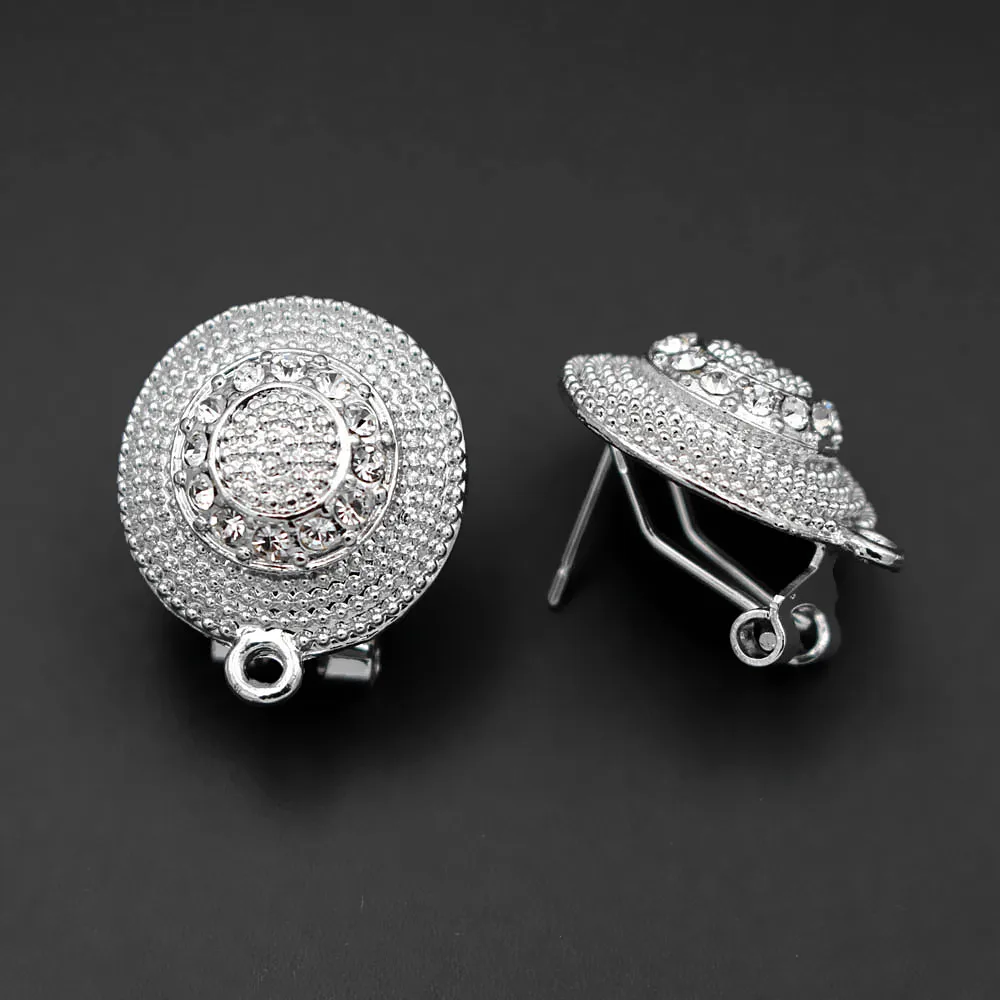 

Stud Clip Earrings Post with Loop Connector Paved CZ Caps African Chile Nigerian Women Wedding Jewelry Accessories DIY Findings