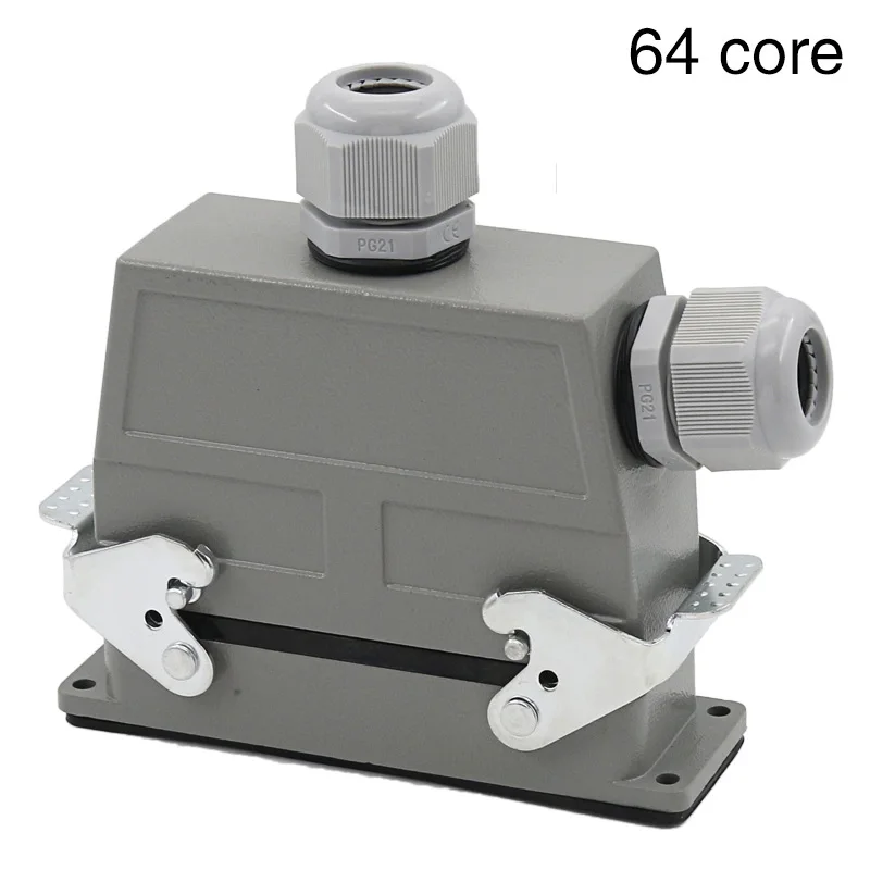 HDC-HDD-064 Rectangular heavy duty connector 64 core industrial aviation plug socket Crimp the connecting pin 250V 10A