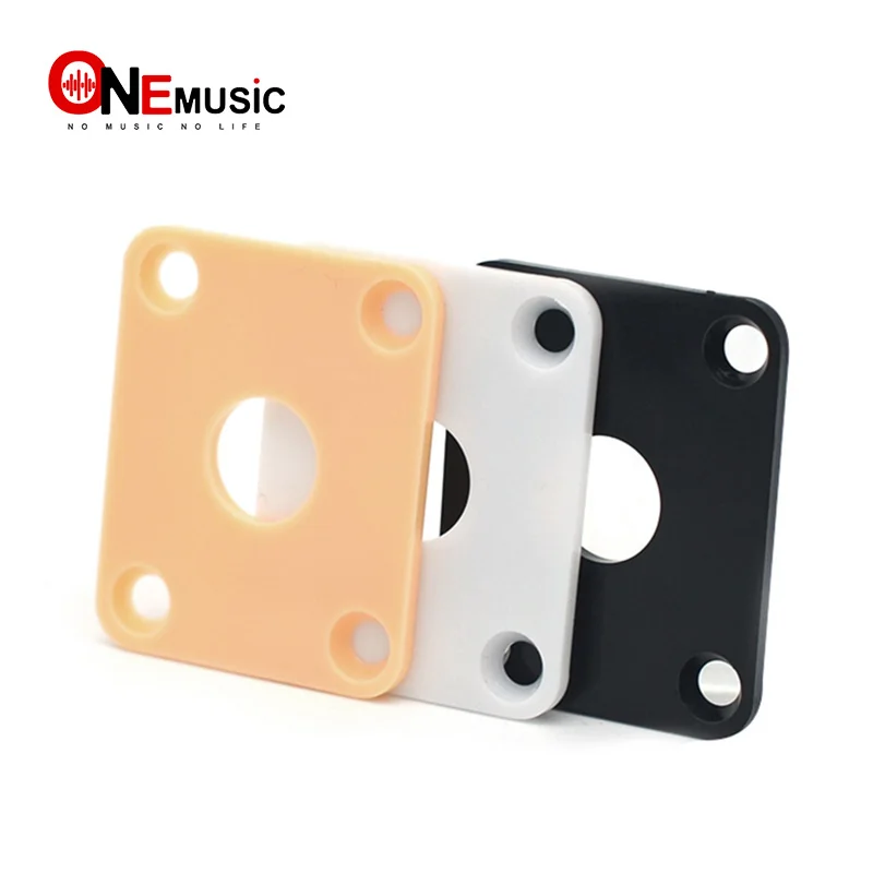 2Pcs Plastic Square Guitar Jack Plates JackPlate Cover for LP Electric Guitar Yellow Black White