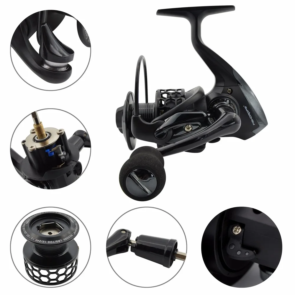 Carrete Spinning Fishdrops 12 Rodamientos para Pesca en Agua Salada - imagen 3